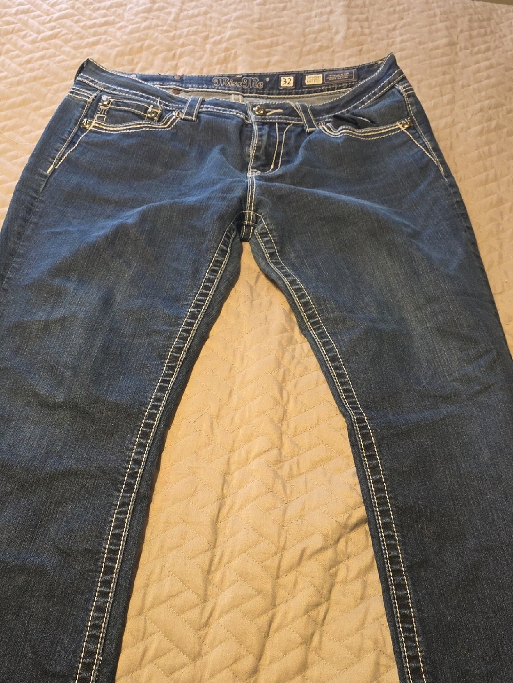 Miss Me Dark Indigo Skinny Jeans with Contrast Stitching